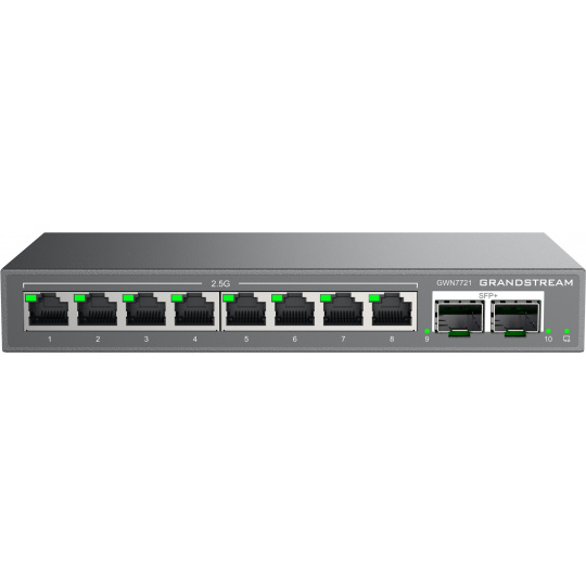 Grandstream GWN7721 L2 Lite managed switch, 8x 2.5GbE RJ45, 2x 10G SFP+ Grandstream GWN7721 L2 Lite managed switch, 8x 2.5GbE RJ45, 2x 10G SFP+