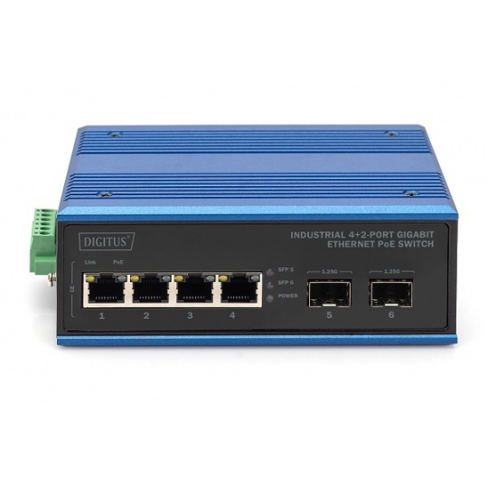 Digitus Průmyslový 4+2portový gigabitový ethernetový přepínač PoE