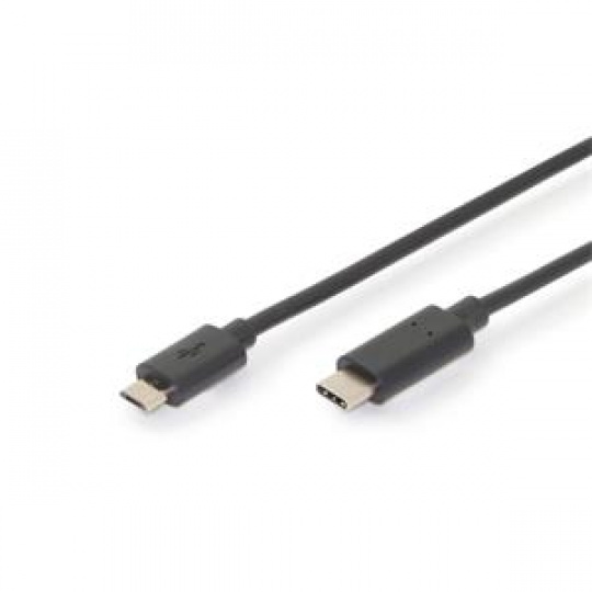 Digitus Připojovací kabel USB typu C, typ C na micro B M/M, 3,0 m, 3A, 480 MB, verze 2.0, bl