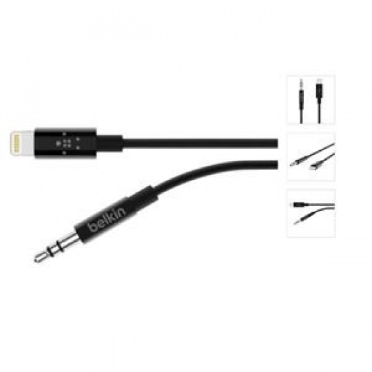 Belkin kabel Lightning - 3,5mm jack, 0,9m  - černý