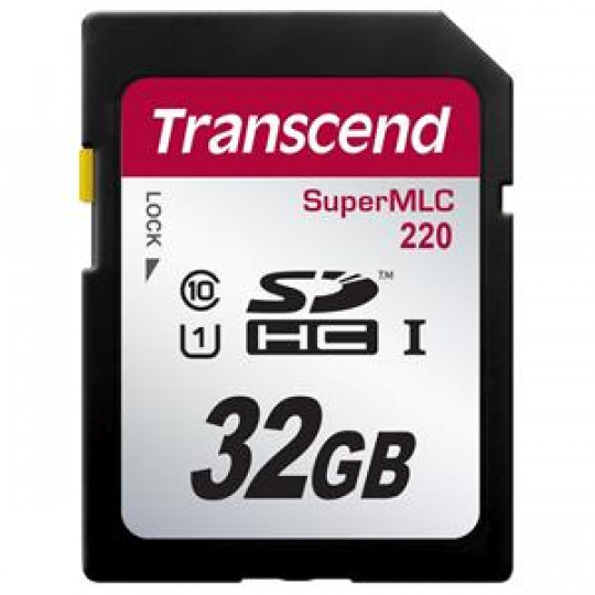 Transcend 32GB SDHC220 (Class 10) UHS-I U1 SuperMLC paměťová karta, 95 MB/s R, 80 MB/s W