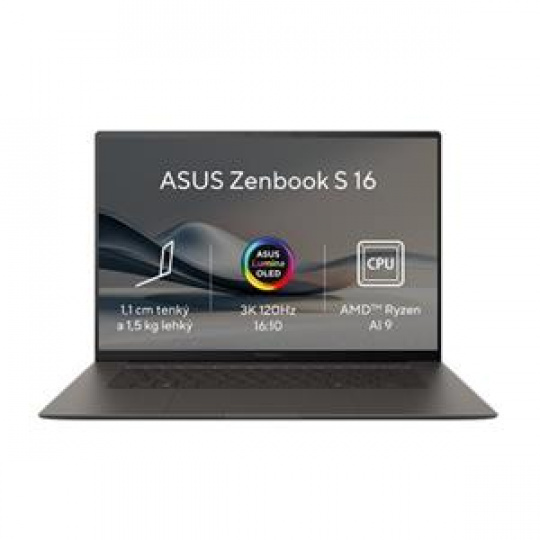 ASUS Zenbook S 16 OLED - Ryzen AI 9 HX 370/32GB/2TB SSD/16"/3K/OLED/Touch/2y PUR/Win 11 PRO/šedá