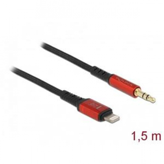 Delock Audio kabel z 8 pin zástrčkového konektoru Lightning™ na stereofonní zástrčkový konektor rozměru 3,5 mm, třípinov