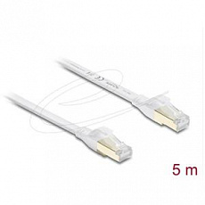 Delock Plochý spojovací kabel RJ45 Cat.8.1 U/FTP, až 40 Gbps, 5 m, bílý Delock Plochý spojovací kabel RJ45 Cat.8.1 U/FTP, až 40 Gbps, 5 m, bílý