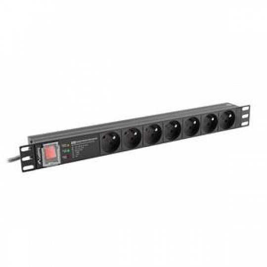 LANBERG NAPÁJECÍ DISTRIBUČNÍ JEDNOTKA (PDU) PRO 19" 1U 16A 2M 7X FRANCOUZSKÉ ZÁSUVKY SPD-3MP ČERNÁ