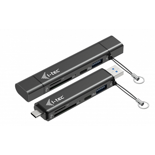 i-tec USB-C/USB-A Dongle SD/microSD card reader + 2x USB port (1x USB-A, 1x USB-C) i-tec USB-C/USB-A Dongle SD/microSD card reader + 2x USB port (1x USB-A, 1x USB-C)