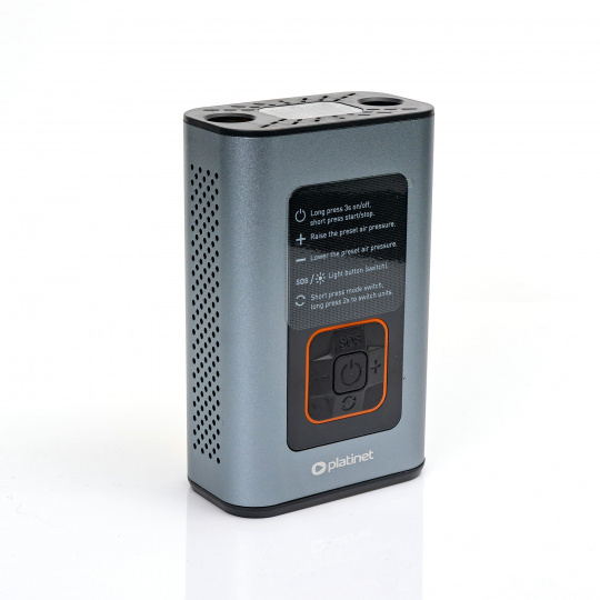 Platinet 3v1 Powerbanka 4000 mAh, digitální kapesní kompresor 10 BAR, LED svítilna, stříbrná Platinet 3v1 Powerbanka 4000 mAh, digitální kapesní kompresor 10 BAR, LED svítilna, stříbrná