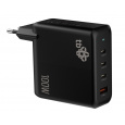 TB 3x USB-C + 1x USB-A nabíječka, GaN, 100W, černá