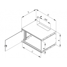 Rack Triton 19" 6U/400mm, FLAT-PACK (rozložený), prosklené dveře, šedý