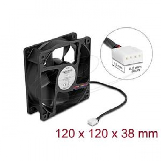 Delock Axiální ventilátor: 12 V DC, 120 x 120 x 38 mm, černý Delock Axiální ventilátor: 12 V DC, 120 x 120 x 38 mm, černý