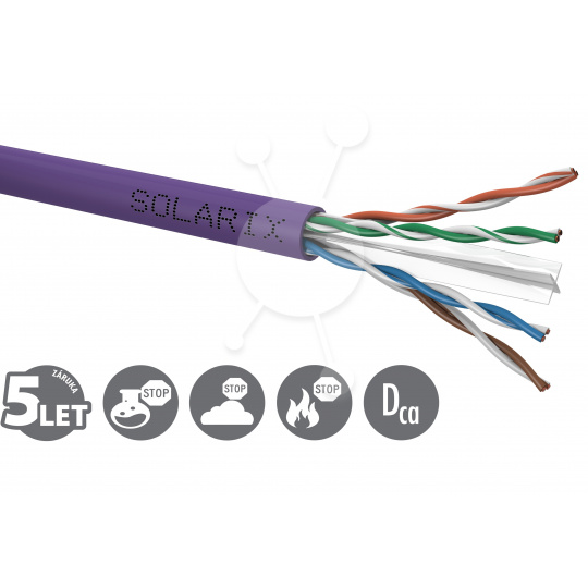 Instalační kabel Solarix CAT6 UTP LSOH Dca-s2,d2,a1 100m/box SXKD-6-UTP-LSOH