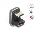 Delock USB-C adaptér 180° úhel 40 Gb/s PD 3.1 240 W samec na samici ve tvaru U 8K 60 Hz kovový