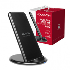 AXAGON WDC-S10D, stojánková bezdrátová rychlonabíječka, Qi 5/7.5/10W, dvoucívková, micro USB AXAGON WDC-S10D, stojánková bezdrátová rychlonabíječka, Qi 5/7.5/10W, dvoucívková, micro USB