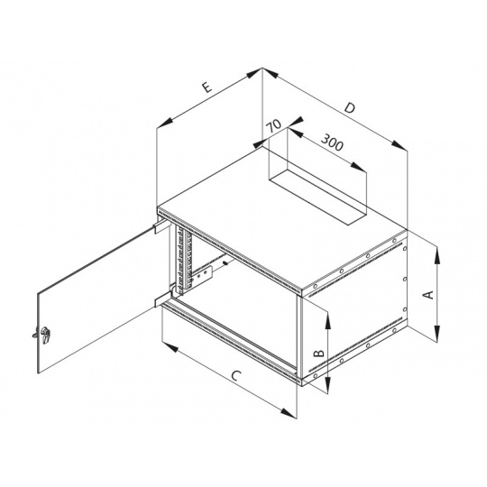 Rack Triton 19" 12U/400mm, FLAT-PACK (rozložený), prosklené dveře, šedý