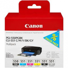 Canon cartridge PGI-550/CLI-551 PGBK/C/M/Y/BK/GY Multi Pack/1x15ml, 5x7ml Canon cartridge PGI-550/CLI-551 PGBK/C/M/Y/BK/GY Multi Pack/1x15ml, 5x7ml