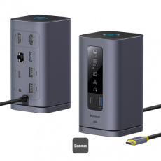 Baseus Dokovací stanice Spacemate 10v1 (USB-C PD 100W, USB-C, 2x USB-A, 2x HDMI) šedá Baseus Dokovací stanice Spacemate 10v1 (USB-C PD 100W, USB-C, 2x USB-A, 2x HDMI) šedá