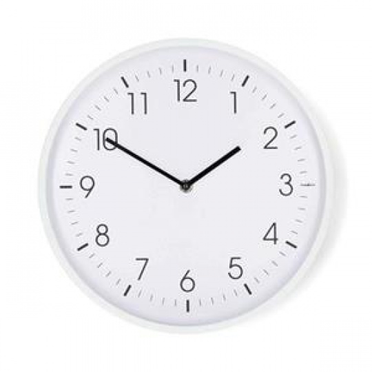 Nedis CLWA1226WT - Nástěnné hodiny | Průměr: 300 mm | Plast | Tichý pohyb | Bílá