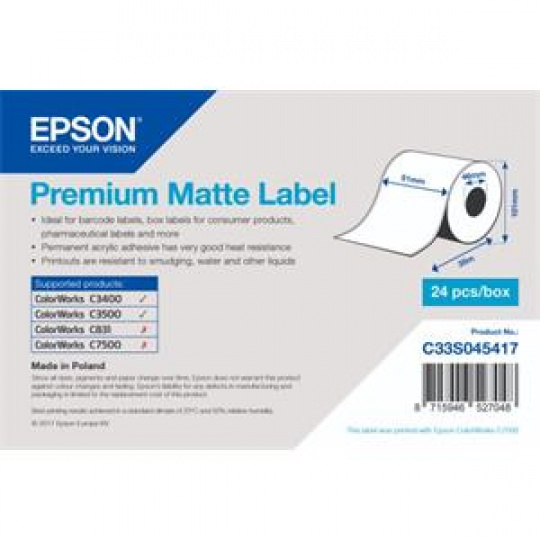 EPSON Premium Matte Label - Continuous Roll: 51mm x 35m