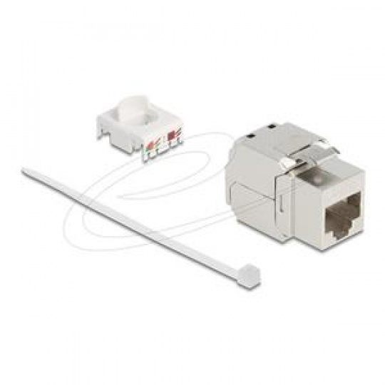 Delock Keystone modul RJ45 jack na LSA Cat.8.1 s kovovou západkou beznástrojový