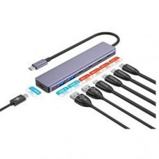 PLATINET HUB 7IN1 10GBS USB-C TO 4X USB-C 3.2 GEN2 + 2X USB-A 3.2 GEN1 + 1X USB-C PD 100W ALU