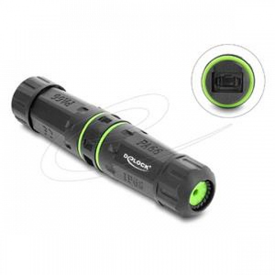 Delock Kabelový konektor z optické zásuvky MPO na zásuvku MPO se závitem M20 x 1,5 mm, prachotěsný a vodotěsný dle IP68 Delock Kabelový konektor z optické zásuvky MPO na zásuvku MPO se závitem M20 x 1,5 mm, prachotěsný a vodotěsný dle IP68