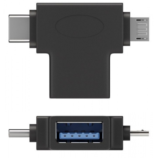 PremiumCord Adaptér USB-A na USB-C + micro USB-B