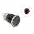 Delock Push Switch pro instalaci černý 16 mm 12 V 5 x pájené připojení LED červený symbol napájení + kroužek
