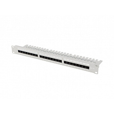 LANBERG PATCH PANEL 24 PORTŮ 1U 19" CAT.5E UTP S POLICÍ ŠEDÝ