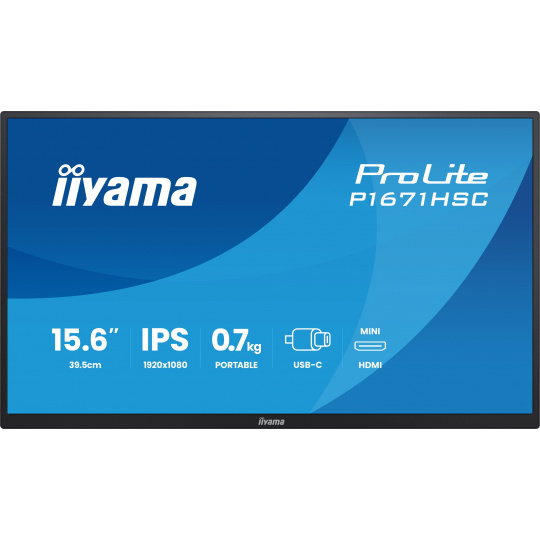 iiyama ProLite/P1671HSC-B1/15,6"/IPS/FHD/60Hz/3ms/Černá/3R iiyama ProLite/P1671HSC-B1/15,6"/IPS/FHD/60Hz/3ms/Černá/3R