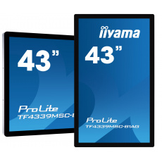 43" iiyama TF4339MSC-B1AG: AMVA, FullHD, capacitive, 12P, 400cd/m2, VGA, HDMI, DP, 24/7, IP54, černý