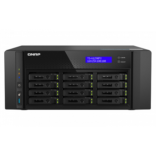 QNAP QAI-h1290FX-7302P-128G (AMD EPYC, 128GB ECC RAM, 12x 2,5" U.2, 2x M.2 NVMe, 2x 2,5Gb, 2x 25Gb)