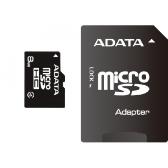 Adata/micro SD/8GB/10MBps/Class 4/+ Adaptér