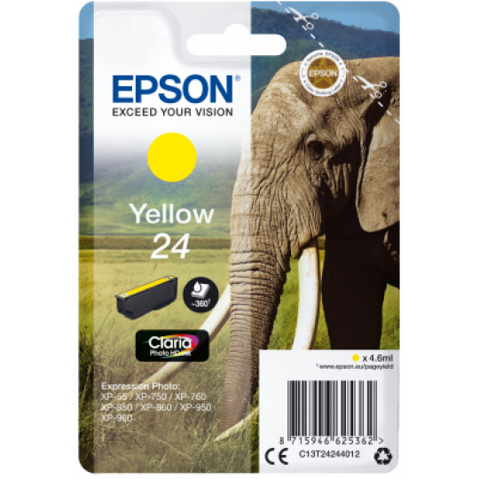 Epson Singlepack Yellow 24 Claria Photo HD Ink