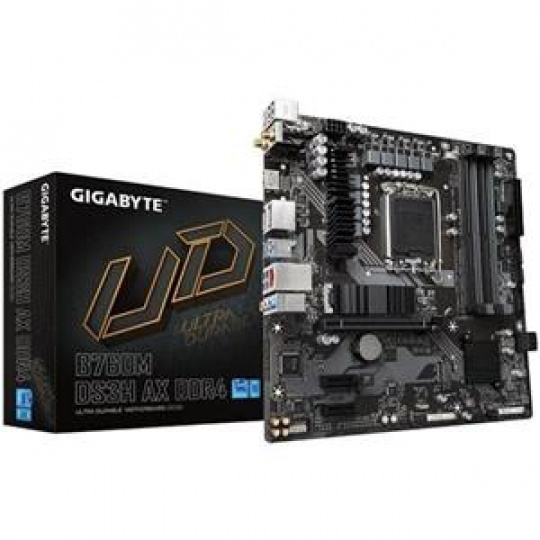 GIGABYTE MB Sc LGA1700 B760M DS3H AX DDR4, Intel B760, 4xDDR4, 2xDP, 1xHDMI,  Wifi