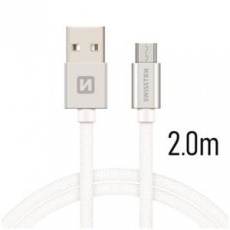 SWISSTEN DATA CABLE USB / MICRO USB TEXTILE 2,0M SILVER