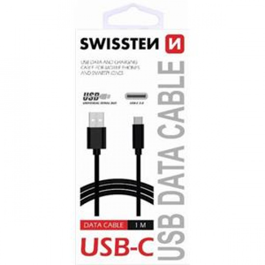 SWISSTEN DATA CABLE USB / USB-C 3.1 1,5M BLACK (7mm)