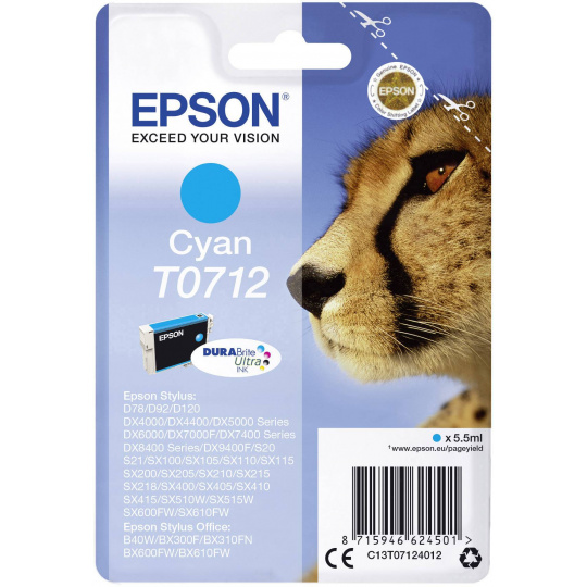 Epson Singlepack Cyan T0712 DURABrite Ultra Ink