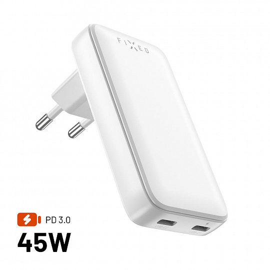 GaN nabíječka FIXED Slim, 45W, PD2.0, 2xUSB -C GaN nabíječka FIXED Slim, 45W, PD2.0, 2xUSB -C