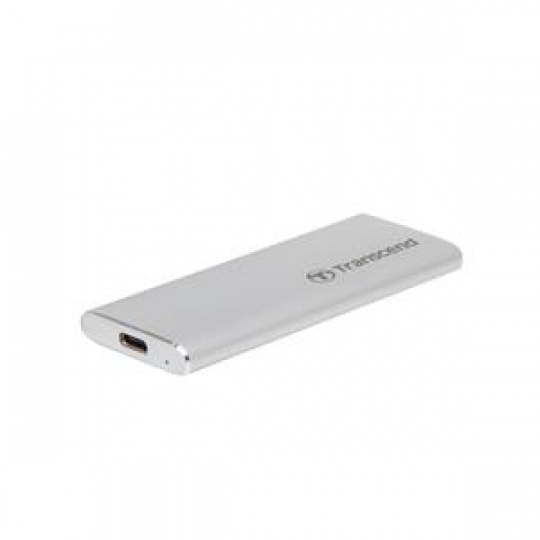 Transcend ESD240C 240GB USB 3.1 Gen2 (USB-C) Externí SSD disk (3D TLC), 520MB/R, 460MB/W, kompaktní rozměry, stříbrný