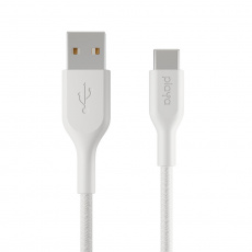 Playa by Belkin oplétaný kabel USB-A - USB-C, 1m, bílý Playa by Belkin oplétaný kabel USB-A - USB-C, 1m, bílý