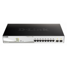 D-Link DGS-1210-10MP L2/L3 Smart+ PoE switch, 8x GbE PoE+, 2x SFP, PoE 130W, fanless