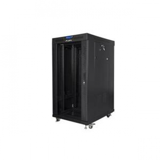 LANBERG 19" VOLNĚ STOJÍCÍ RACKOVÁ SKŘÍŇ 22U/600X800 (v rozloženém stavu) S PROSKLENÝMI DVEŘMI LCD ČERNÁ  V2
