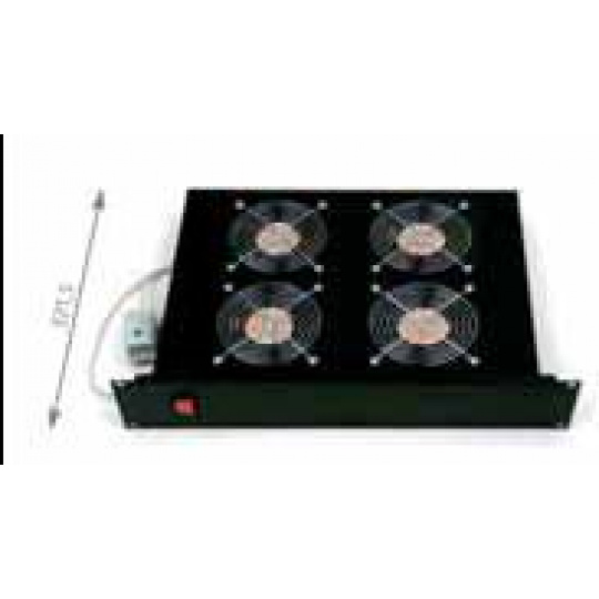 19" horiz.vent.j.4xVent.-220V/92W termost.2U černá