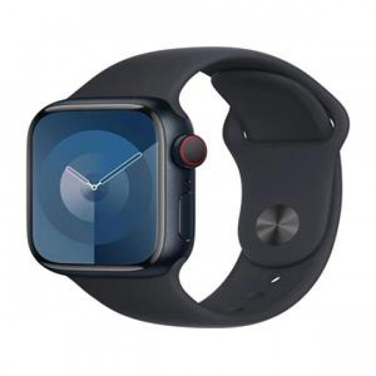 Apple Watch Series 9 Cellular 45mm Temně inkoustový hliník s inkoustovým sportovním řemínkem M/L