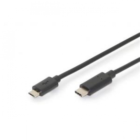 Ednet Připojovací kabel USB typu C, typ C na micro B M/M, 3,0 m, 3A, 480 MB verze 2.0, bl