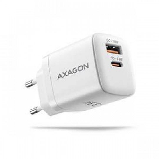 AXAGON ACU-PQ33W GaN nabíječka do sítě 33W, USB-A + USB-C, pro telefony a tablety AXAGON ACU-PQ33W GaN nabíječka do sítě 33W, USB-A + USB-C, pro telefony a tablety
