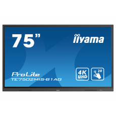 75" iiyama TE7502MIS-B1AG: VA, 4K, 400cd/m2, iiWare, WiFi, 2x Touch Pen, HDMI, 20P