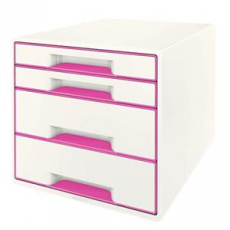 LEITZ Zásuvkový box WOW CUBE, 4 zásuvky, růžová LEITZ Zásuvkový box WOW CUBE, 4 zásuvky, růžová