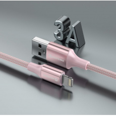 SWISSTEN DATOVÝ KABEL TEXTILE II USB / LIGHTNING 1,5 M RŮŽOVÝ SWISSTEN DATOVÝ KABEL TEXTILE II USB / LIGHTNING 1,5 M RŮŽOVÝ