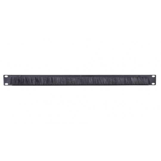 1U Cable Pass-Thru w/ Brush Strip Black